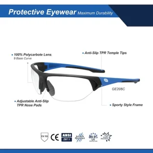 General Electric Blue/Black Scratch-Resistant Safety Glasses – Clear/Smoke Lenses (GE206C, GE206CAF, GE206SAF) - view 2