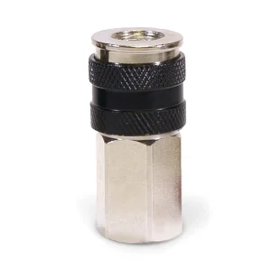 Viair 1/4” NPT Female Automatic Coupler – Steel/Nickel Plated, Black Sleeve with Etched Logo – 4 Pack (92866-4)