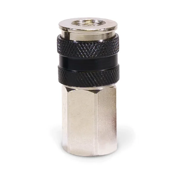Viair 1/4” NPT Female Automatic Coupler – Steel/Nickel Plated, Black Sleeve with Etched Logo – 4 Pack (92866-4)