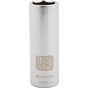 Dynamic Tools 1/4″ Drive 6 Point SAE, 1/2″ Deep Length, Chrome Finish Socket (D003516)