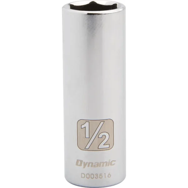 Dynamic Tools 1/4″ Drive 6 Point SAE, 1/2″ Deep Length, Chrome Finish Socket (D003516)