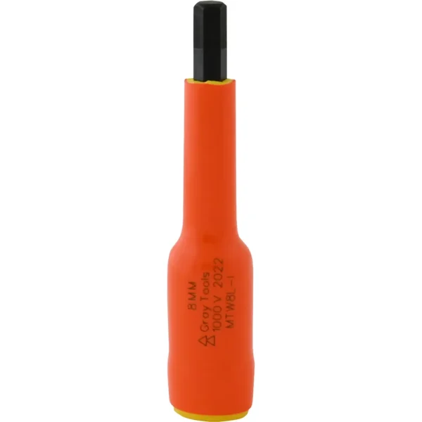 Gray Tools 8mm X 3/8″ Drive Extra Long Hex Head, 1000V Insulated Socket (MTW8L-I)
