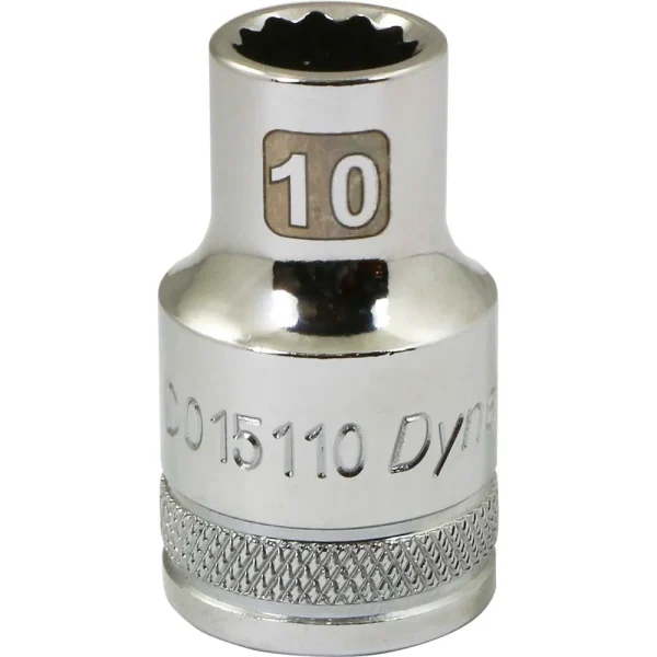 Dynamic Tools 1/2″ Drive 12 Point Metric, 10mm Standard Length, Chrome Finish Socket (D015110)