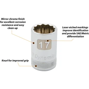 Dynamic Tools 1/2″ Drive 12 Point Metric, 10mm Standard Length, Chrome Finish Socket (D015110) - view 2