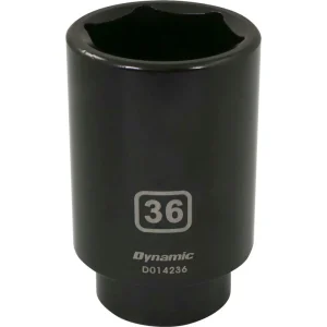 Dynamic Tools 1/2″ Drive 6 Point Metric, 36mm Deep Length, Impact Socket (D014236)