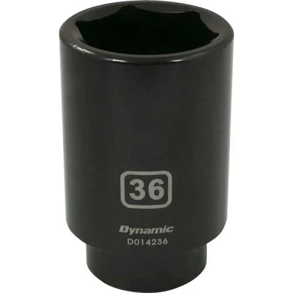 Dynamic Tools 1/2″ Drive 6 Point Metric, 36mm Deep Length, Impact Socket (D014236)