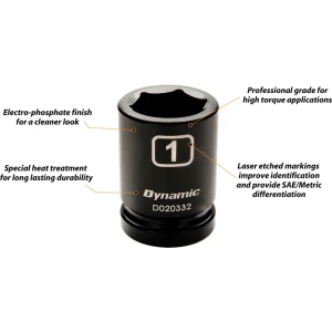 Dynamic Tools 3/4″ Drive 6 Point SAE, 2-1/16″ Standard Length, Impact Socket (D020366) - view 2