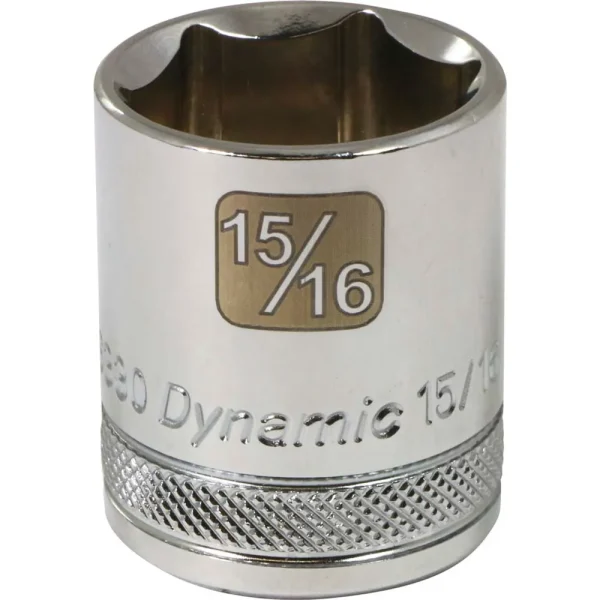 Dynamic Tools 1/2″ Drive 6 Point SAE, 15/16″ Standard Length, Chrome Finish Socket (D016330)