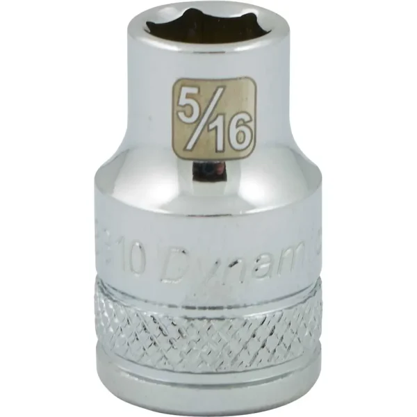 Dynamic Tools 3/8″ Drive 6 Point SAE, 5/16″ Standard Length, Chrome Finish Socket (D008310)