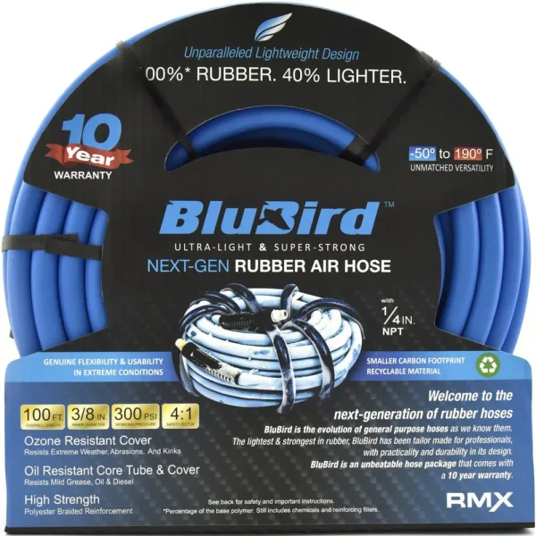 BluBird Rubber Air Hose Bulk 3/8″ x 300′ (BB38300)