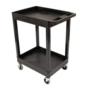 Luxor Workspaces 24″X 18″ 2-Shelf Utility Tub Cart, Black (SEC11-B-OUTRIG) - view 4