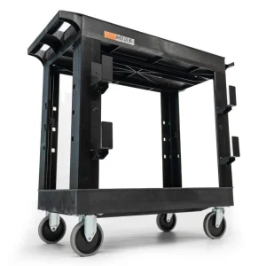 Luxor Workspaces 32″X18″ Heavy-Duty Ind Cart, 2 Tub Shelves,Hooks (EC11-NDUST-B) - view 2