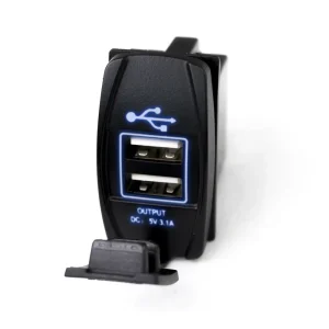 Race Sport LED Rocker Switch 2-Port USB Charge Panel Blue Radiance (1005371)