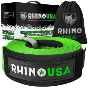 Rhino USA Recovery Tow Strap 4inx30ft (Green) (RG-TS4X30-GRN)