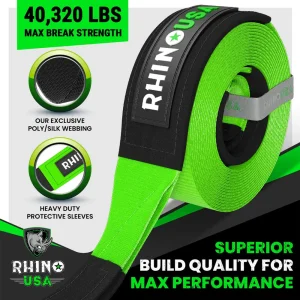 Rhino USA Recovery Tow Strap 4inx30ft (Green) (RG-TS4X30-GRN) - view 2