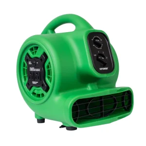 XPOWER 1/4 HP Mini Air Mover with Daisy Chain and Timer (P-230AT-Green)