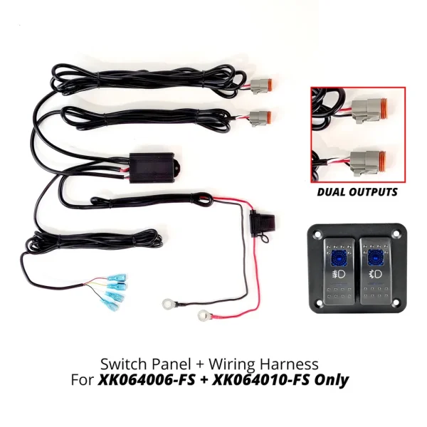 XKGLOW 2 Button Switch Panel + 2 Output Wire for Fog Strobe Combo (XK064-WIRE-2OP)