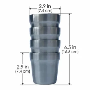 nCamp Stainless Steel Insulated Cups 6 oz – 4 Pack with Drawstring Bag (NCMP-NAC06LQUS)