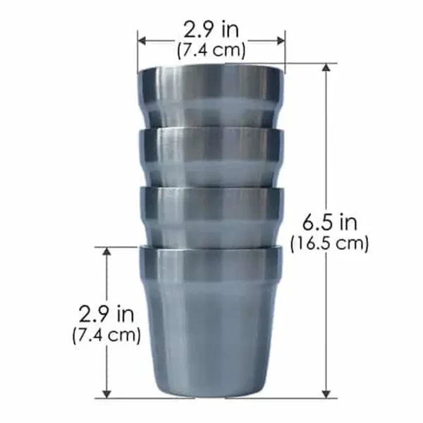nCamp Stainless Steel Insulated Cups 6 oz – 4 Pack with Drawstring Bag (NCMP-NAC06LQUS)