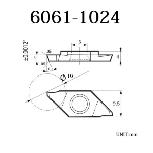 HHIP TiN COATED TKF16R200-S RIGHT HAND GROOVING/CUT-OFF INSERT (6061-1024) - view 3