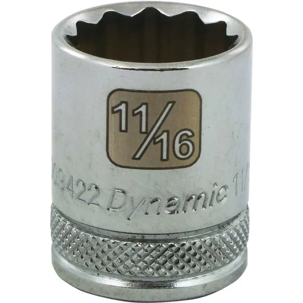 Dynamic Tools 3/8″ Drive 12 Point SAE, 11/16″ Standard Length, Chrome Finish Socket (D009422)