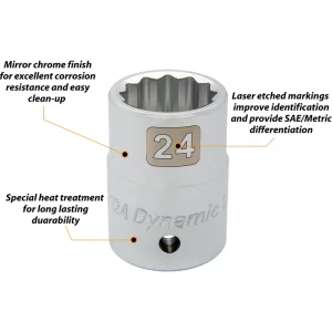 Dynamic Tools 3/4″ Drive 12 Point Metric, 29mm Standard Length, Chrome Finish Socket (D022129) - view 2