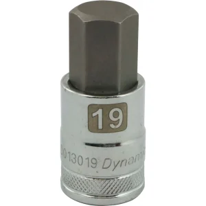 Dynamic Tools 1/2″ Drive Metric Hex Head, 19mm Bit Standard Length, Chrome Finish Socket (D013019)