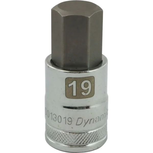 Dynamic Tools 1/2″ Drive Metric Hex Head, 19mm Bit Standard Length, Chrome Finish Socket (D013019)