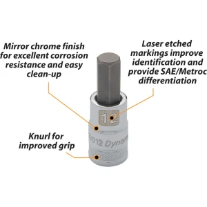 Dynamic Tools 1/2″ Drive Metric Hex Head, 19mm Bit Standard Length, Chrome Finish Socket (D013019) - view 4