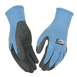 Kinco Women’S Warm Grip Thermal Latex Coated Gloves, Medium, Blue/Gray (1790W-M)