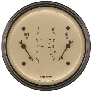 Auto Meter Antique Beige 3-3/8 Inch Dual Gauge – 1824 - view 2