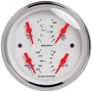 Auto Meter Arctic White 3-3/8 Inch Quad Gauge – 1312