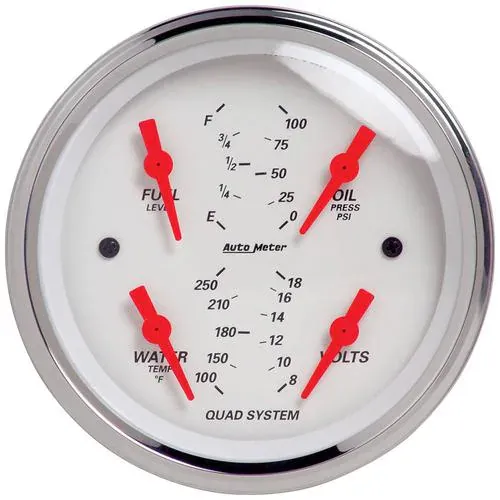 Auto Meter Arctic White 3-3/8 Inch Quad Gauge – 1312