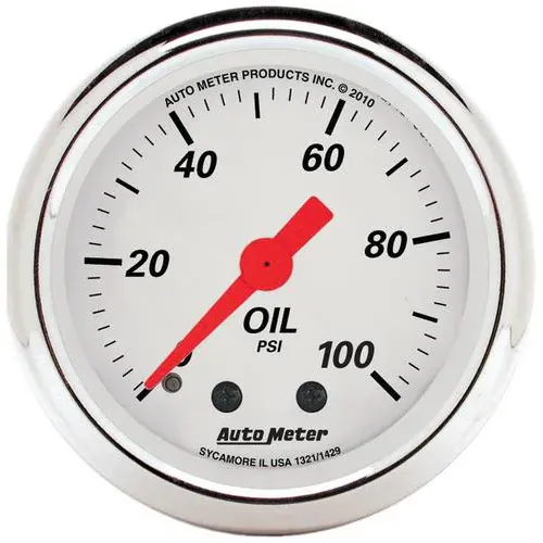 Auto Meter Arctic White 2-1/16 Inch Oil Pressure Gauge – 1321