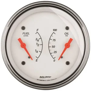 Auto Meter Arctic White 3-3/8 Inch Dual Gauge – 1324