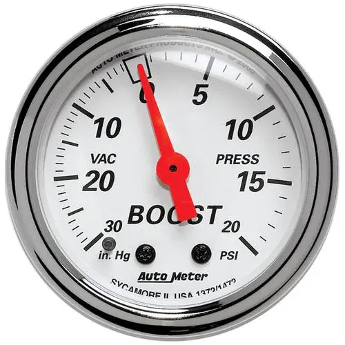 Auto Meter Arctic White 2-5/8 Inch Boost/Vacuum Gauge – 1372