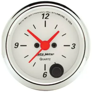 Auto Meter Arctic White 2-1/16 Inch Clock – 1385