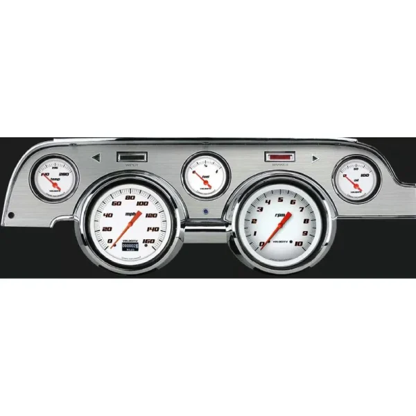Classic Instruments Velocity White ’67-68 Mustang OLED Brushed Aluminum MU67DVSWBA