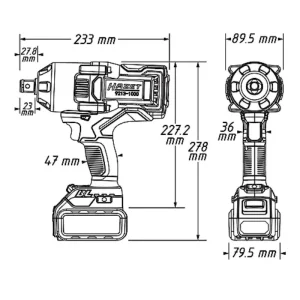Hazet Cordless Impact Wrench 4 Pieces 9213-1000Lb/4 - view 4