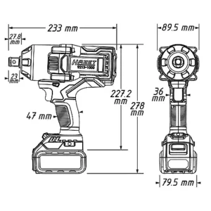Hazet Cordless Impact Wrench 3 Pieces 9213-1000Lb/3 - view 4