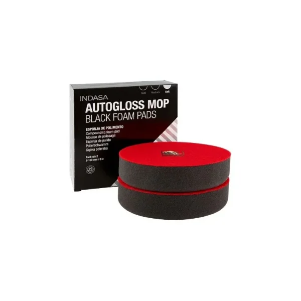 Indasa Autogloss 8 inch Black Foam Soft Finishing Buff Pad 2-Pack 600931