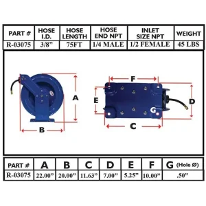Rapid Air Hose Reel 3/8 in. x 75 ft. R-03075 - view 2