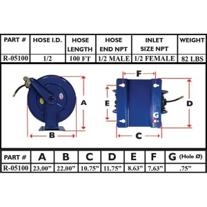 Rapid Air Hose Reel 1/2 in. x 100 ft. R-05100 - view 2