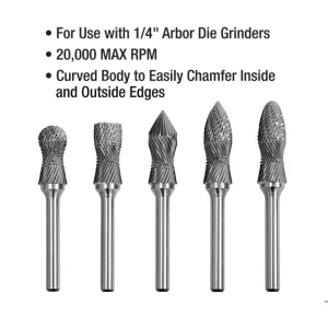 Eastwood 5 Piece Curved Body Carbide Burr Set - view 2
