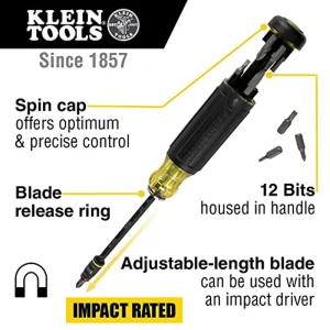 Klein Tools 32304 Screwdriver, 14-in-1 Adjustable Screwdriver with Flip Socket - view 2