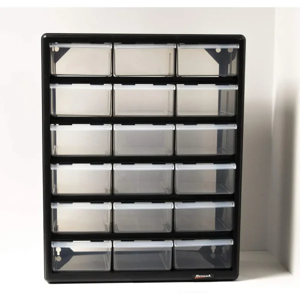Homak 18 Drawer Parts Organizer, Black (HA01018001)