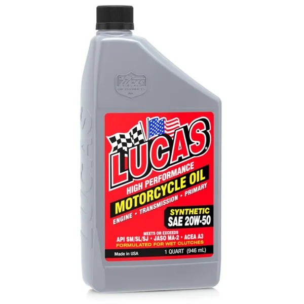 Lucas Oil 10702 SAE 20W-50 Synthetic Motorcycle Oil – 1 Qt.