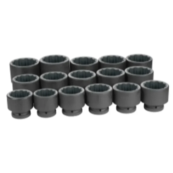Grey Pneumatic 1″ Dr. 16 Pc. Fractional Set 2-1/16″ to 3″ 12pt (9116)