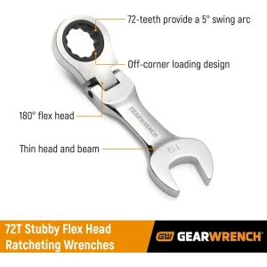 Gearwrench 9576 11/16″ Stubby Flex Heavy Duty Double Box Ratcheting Socketing Wrench - view 2
