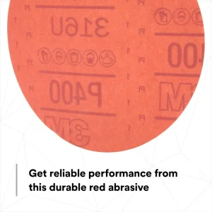 3M 01222 Red Abrasive Hookit Disc, 6″, P180 Grit, 50 Per Box - view 4